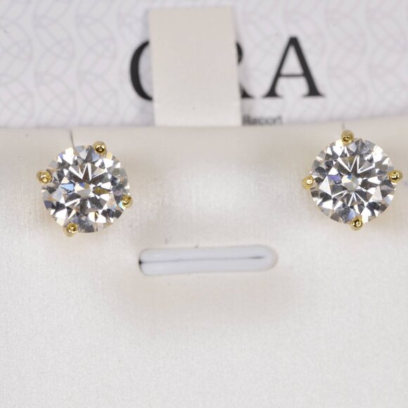 GRA Moissanite Certified 4.0 tcw Brilliant Round Cut Stud Earrings Solid 925 - Picture 1 of 7